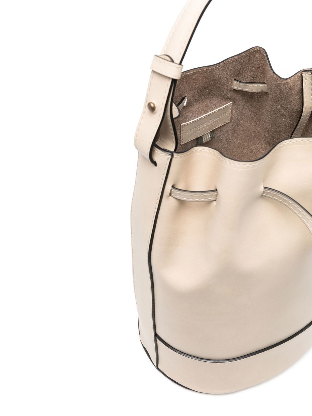 Saddle leather drawstring bucket bag - 4
