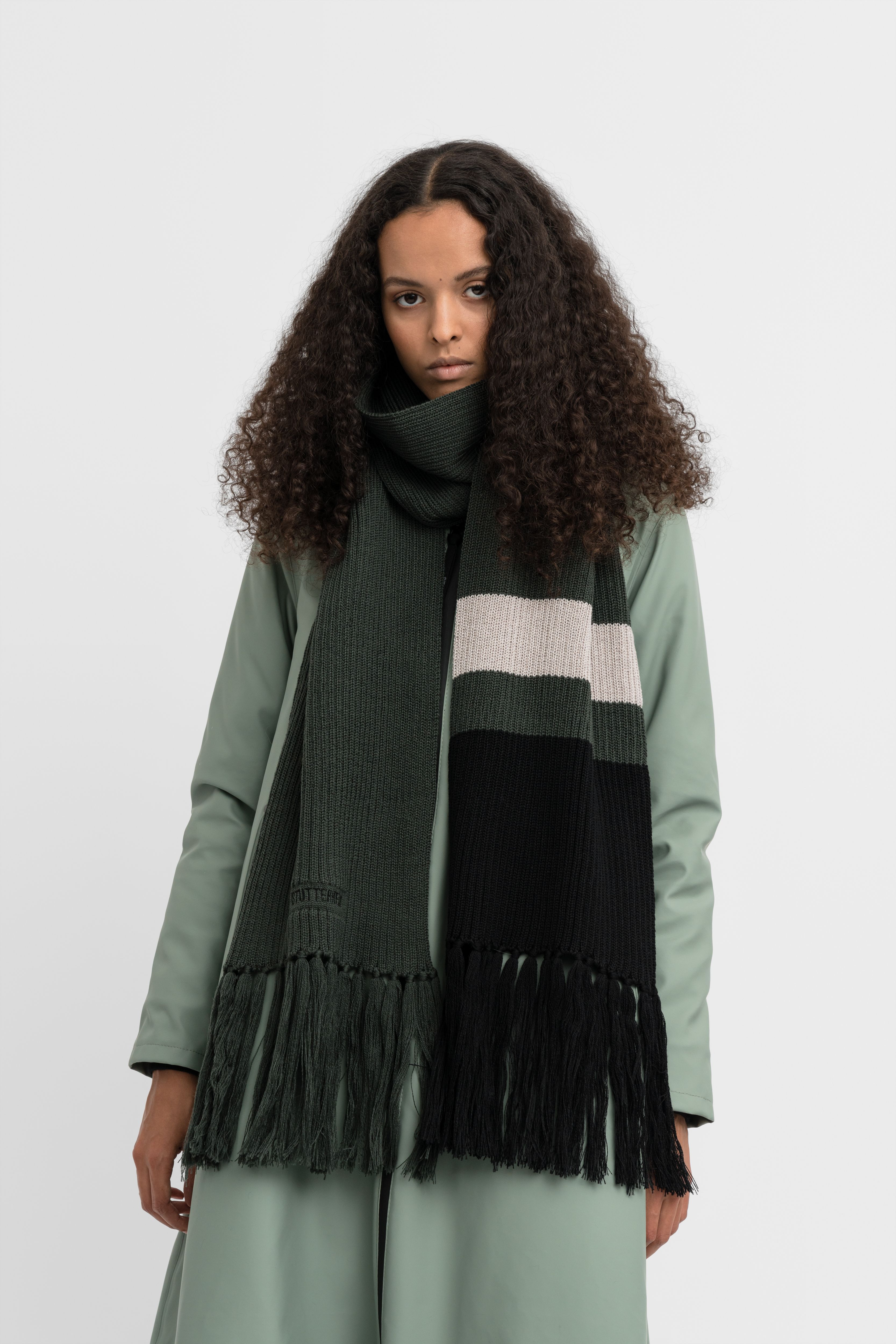 Fringe Scarf Green - 2