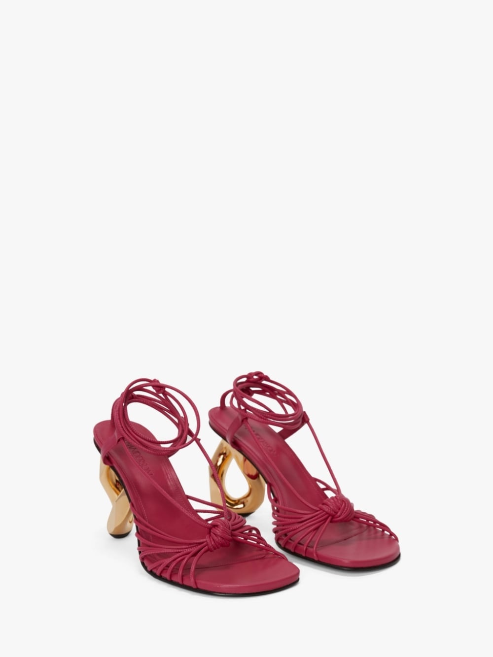 CHAIN HEEL LEATHER SANDALS - 3