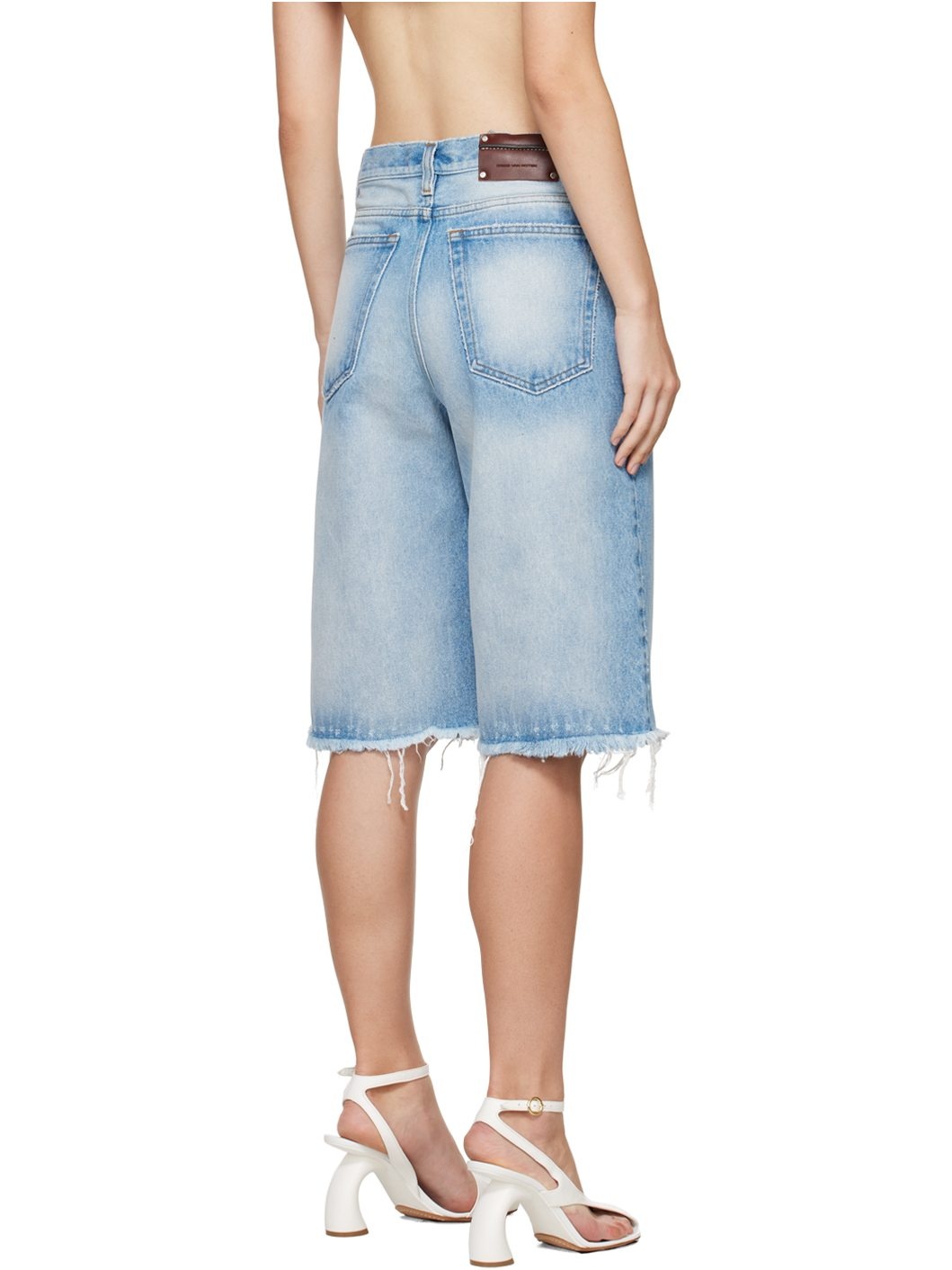 Blue Frayed Edge Denim Shorts - 3