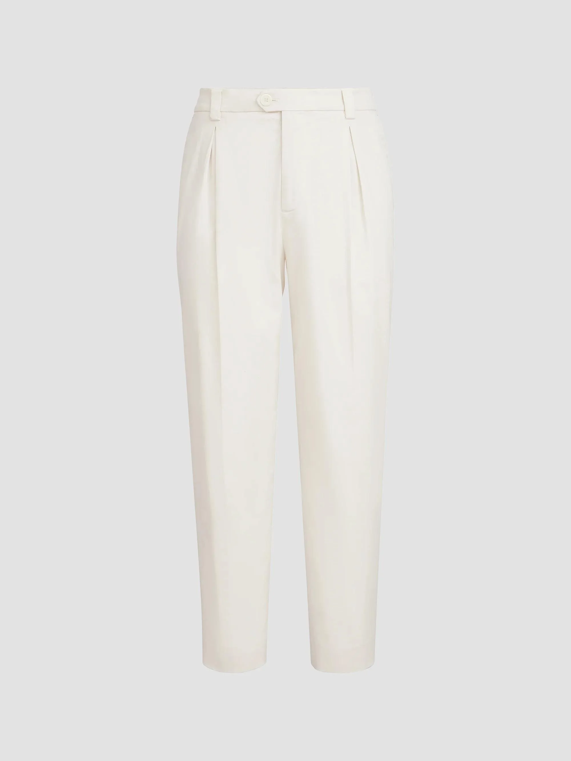 Men's Garment-Dyed Trousers in American Pima Cotton Comfort Gabardine - White - 1
