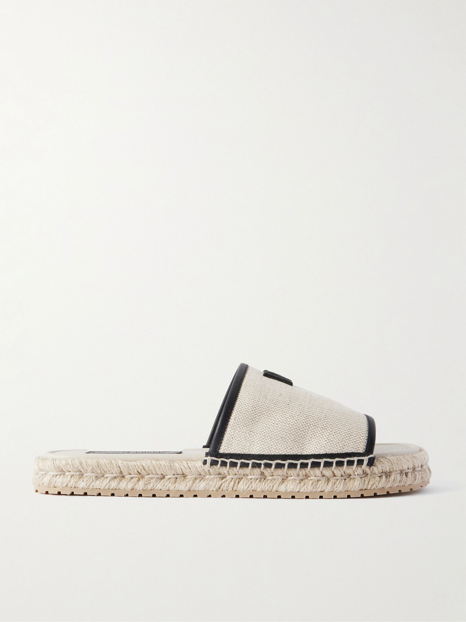 Logo-Embroidered Canvas and Leather Espadrille Slides Off-white - 1