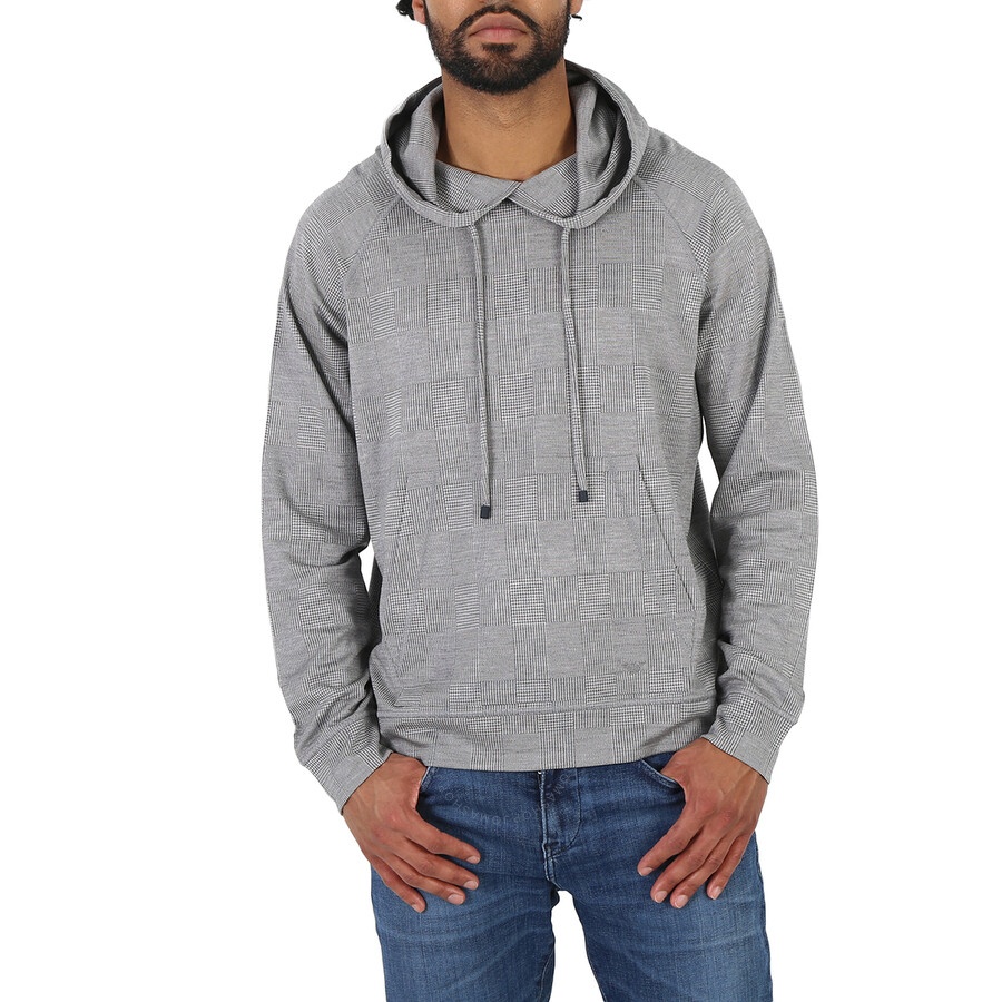 Emporio Armani Grigio Prince Of Wales Eucalyptus Wool-Blend Jersey Hoodie - 3