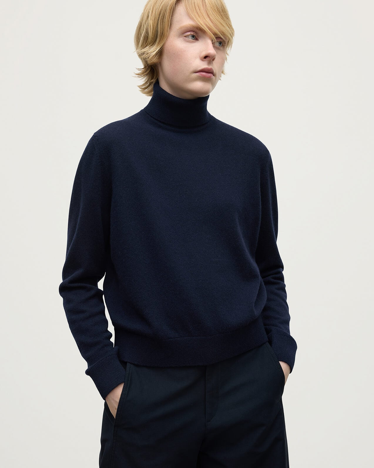 Classic Cashmere Navy Roll Neck Jumper - 5