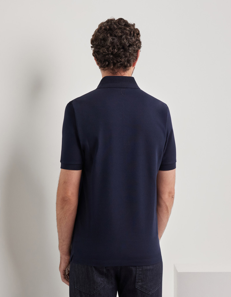 DARK NAVY PURE COTTON POLO SHIRT WITH SAIL COLLAR 3