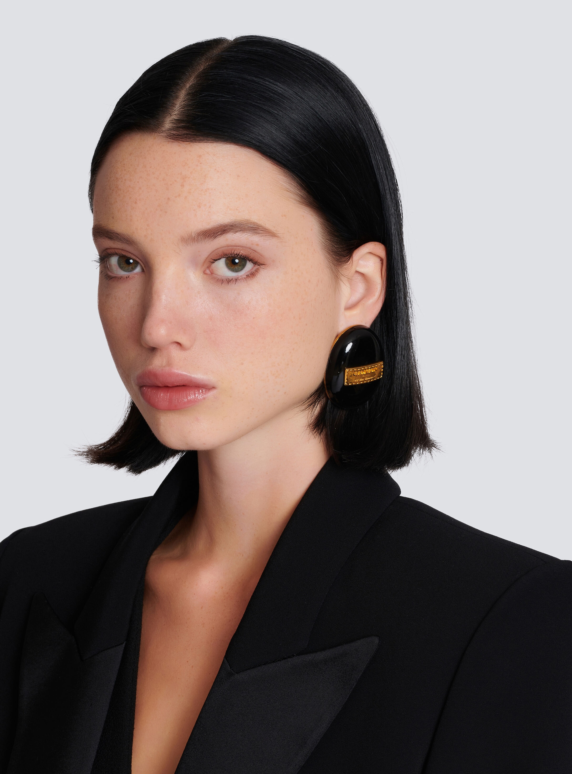 Signature Grid brass and enamel earrings - 2