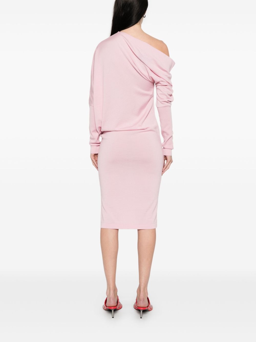 asymmetric-neck mini dress - 4