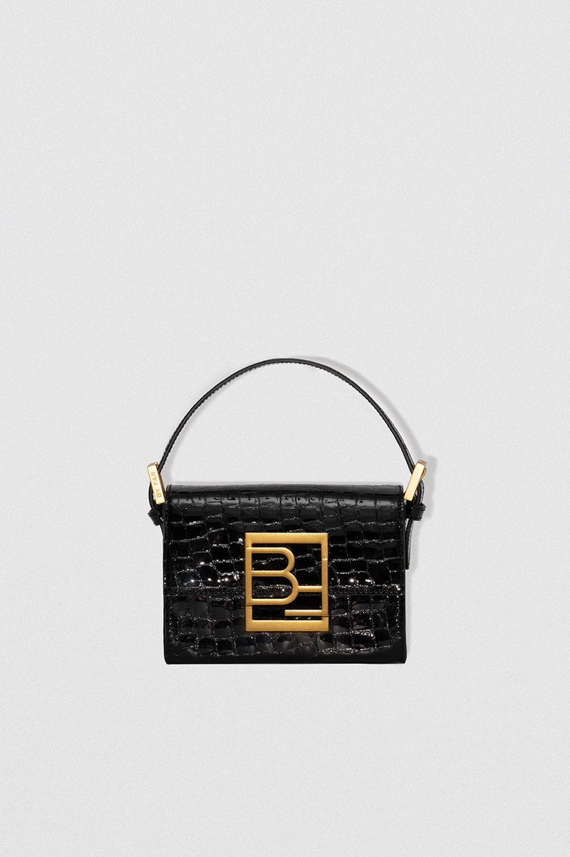 FRAN BLACK GLOSSY CROCO EMBOSSED LEATHER 1