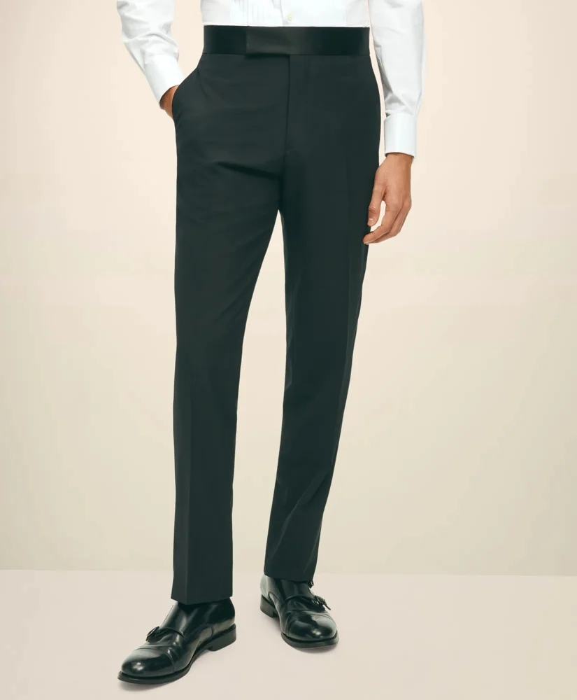 Black Fleece Tuxedo Pants in Wool-Silk - 1