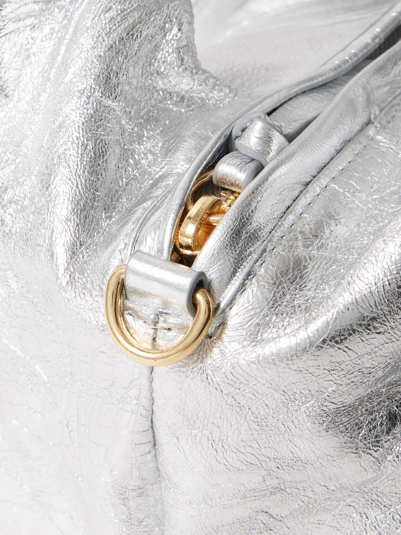 Gathered metallic crinkled-leather tote 4