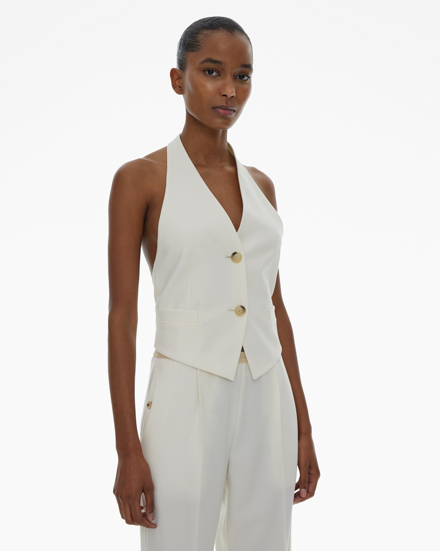 STRETCH WOOL HALTER VEST - 5
