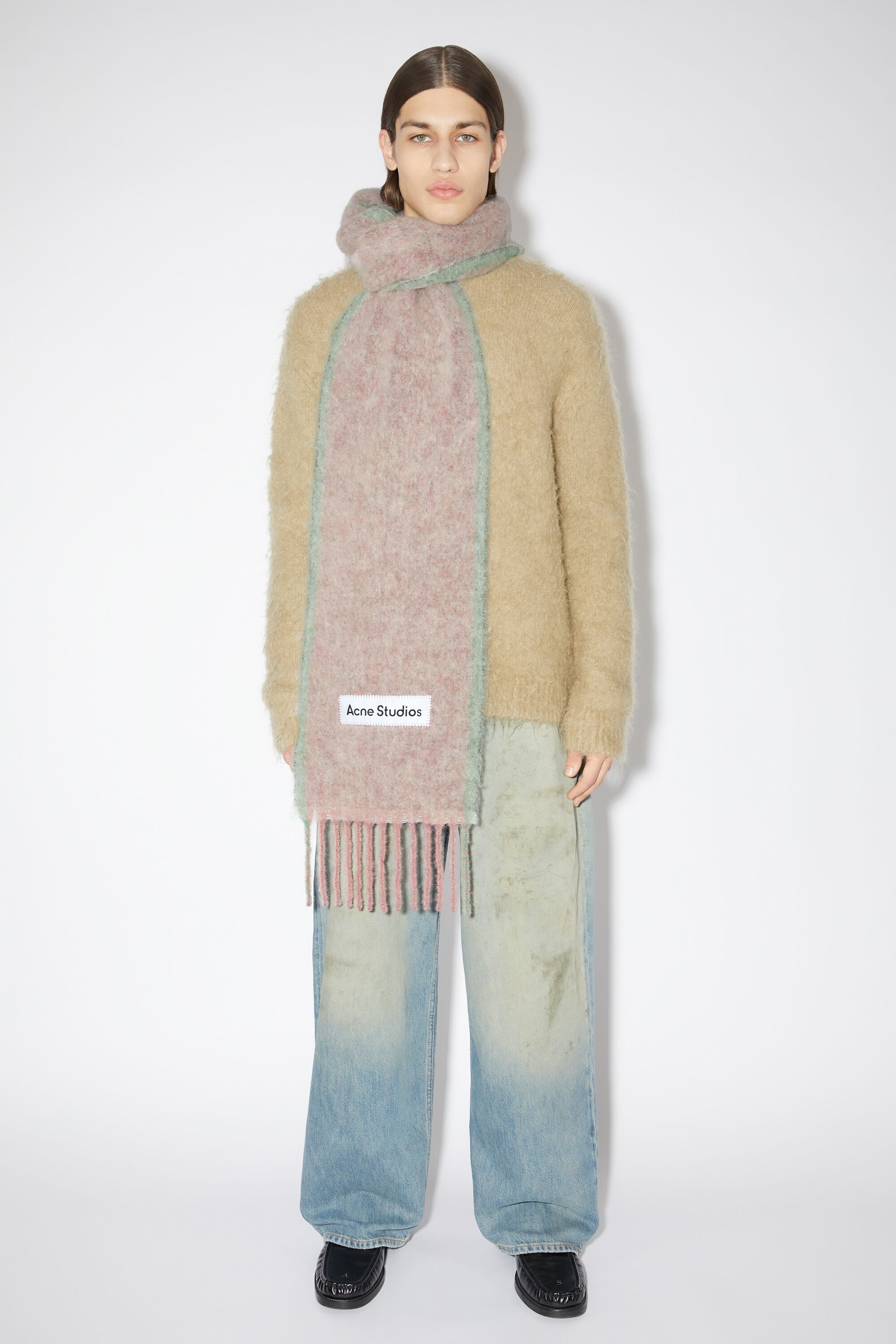 Wool mohair scarf - Narrow - Dusty pink - 3