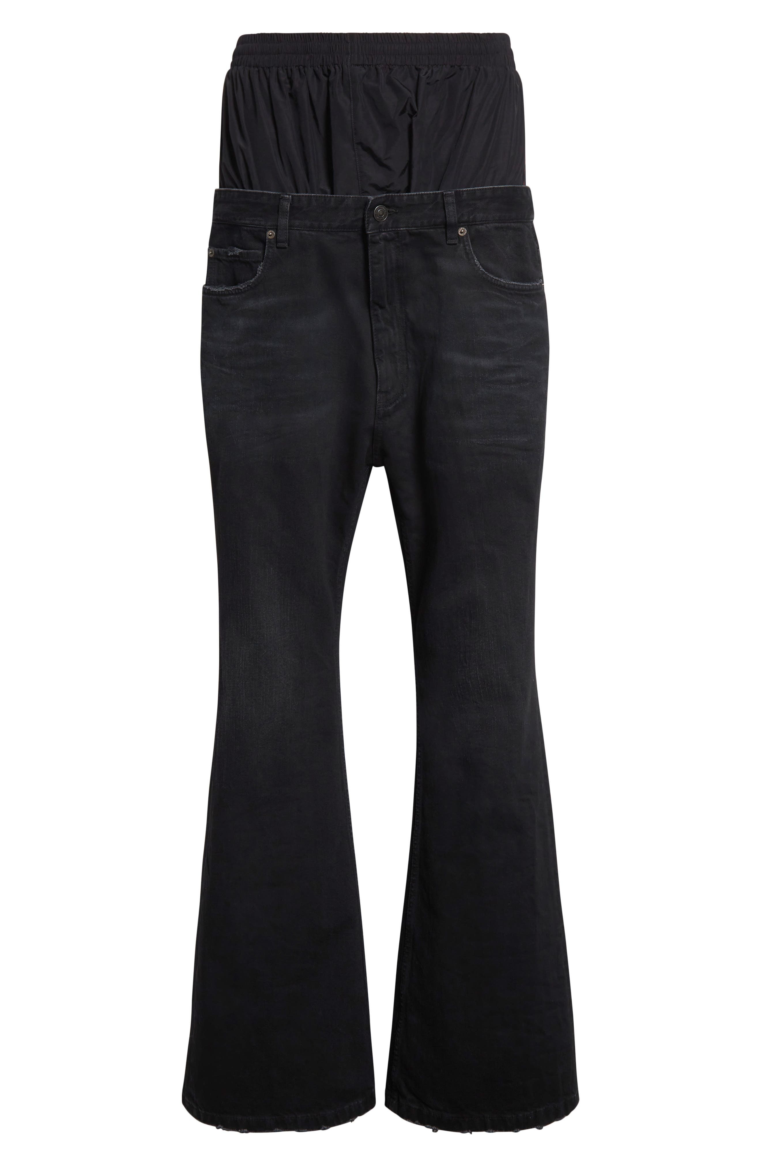 Balenciaga Layered Flare Leg Jeans in 6412 Midnight at Nordstrom - 6