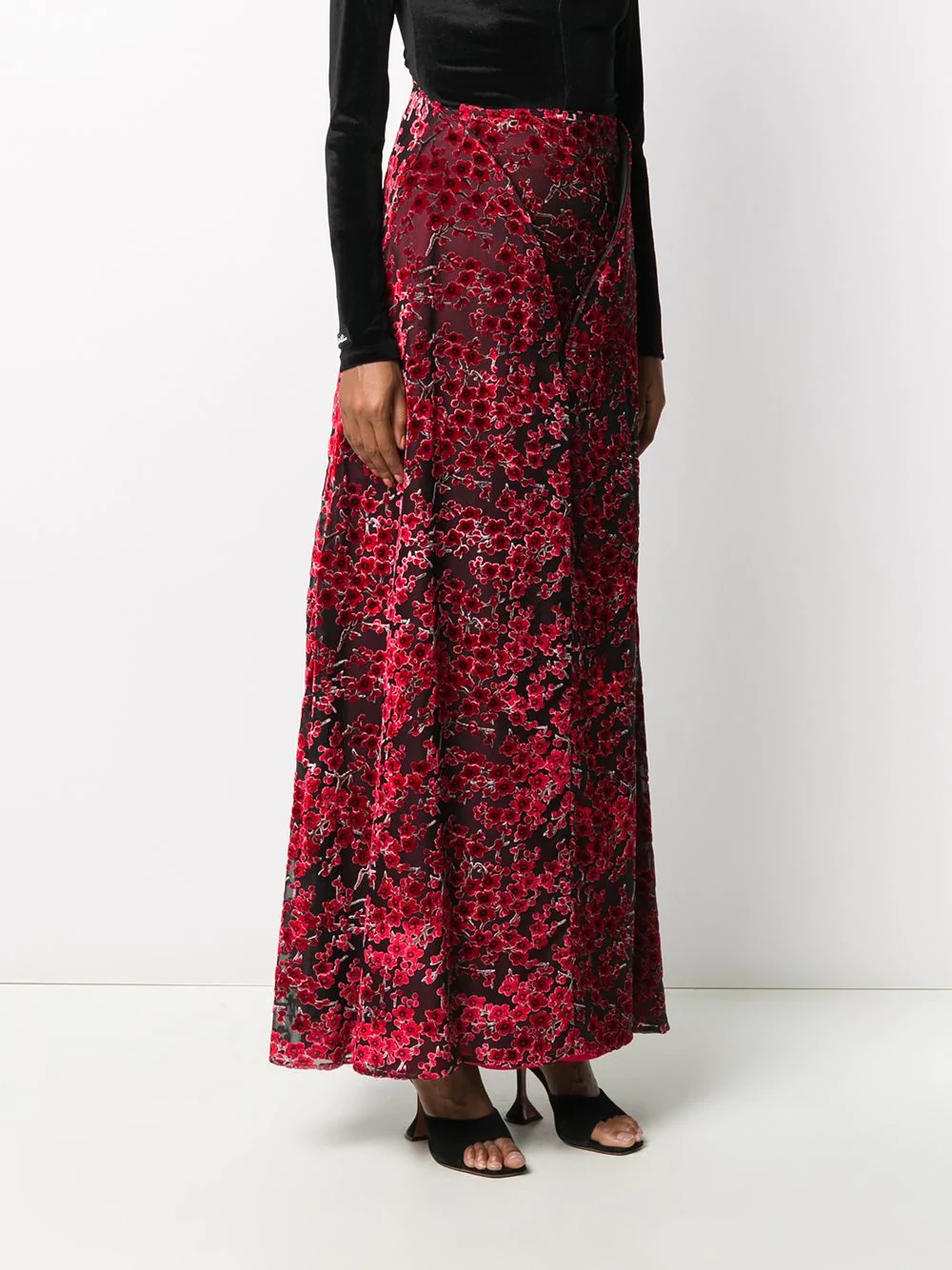 embroidered floral maxi skirt - 3