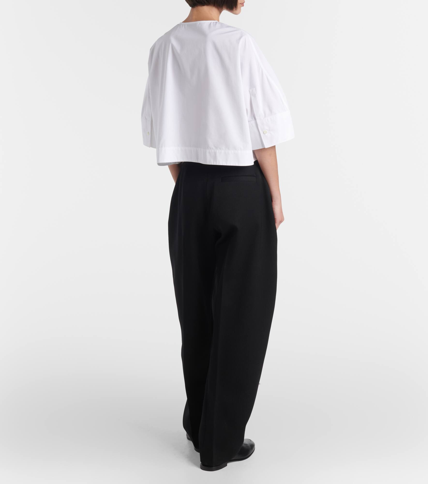 Logo cropped cotton poplin shirt - 3
