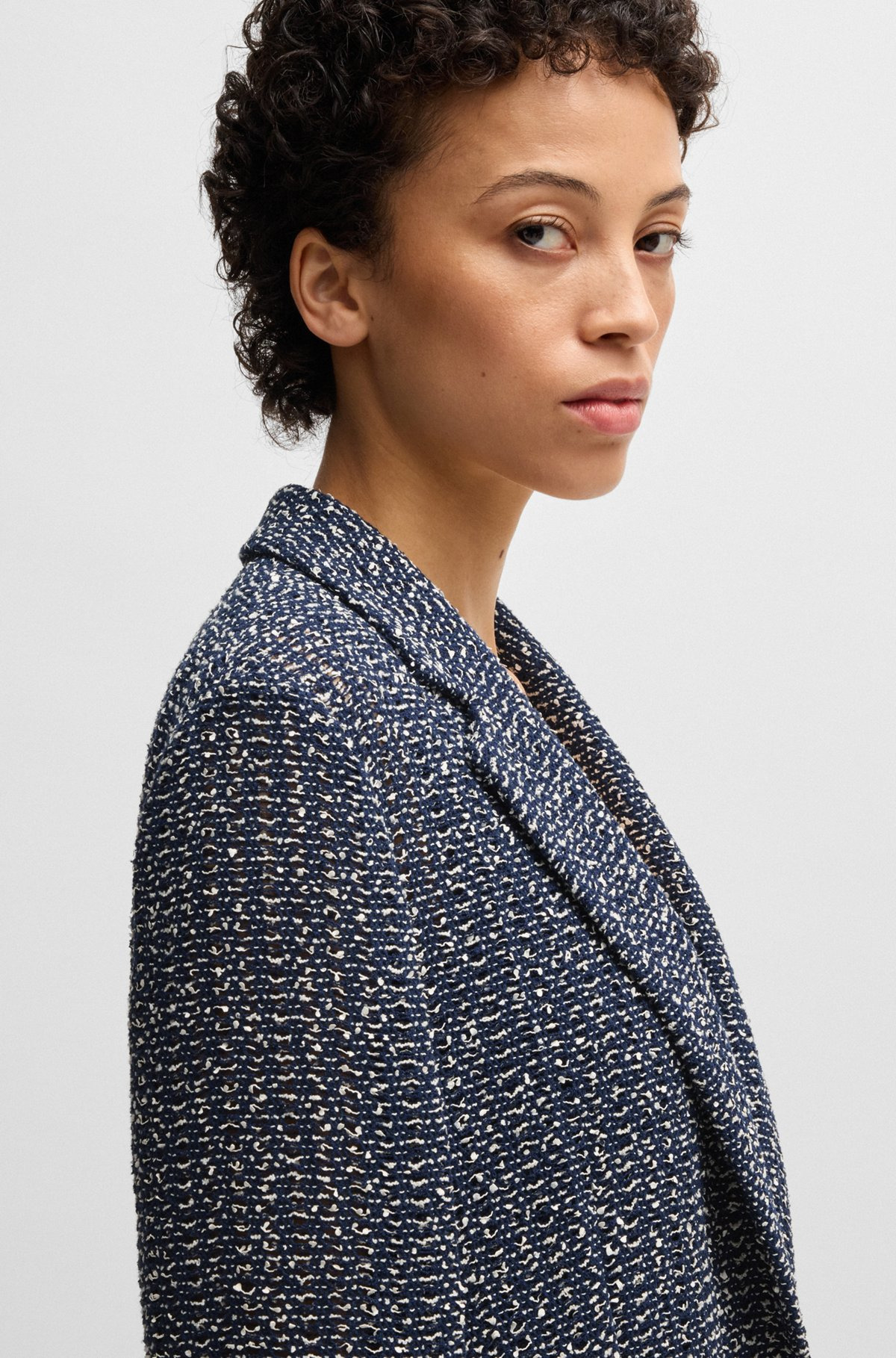 RELAXED-FIT BLAZER IN TWO-TONE CROCHET TWEED - 6