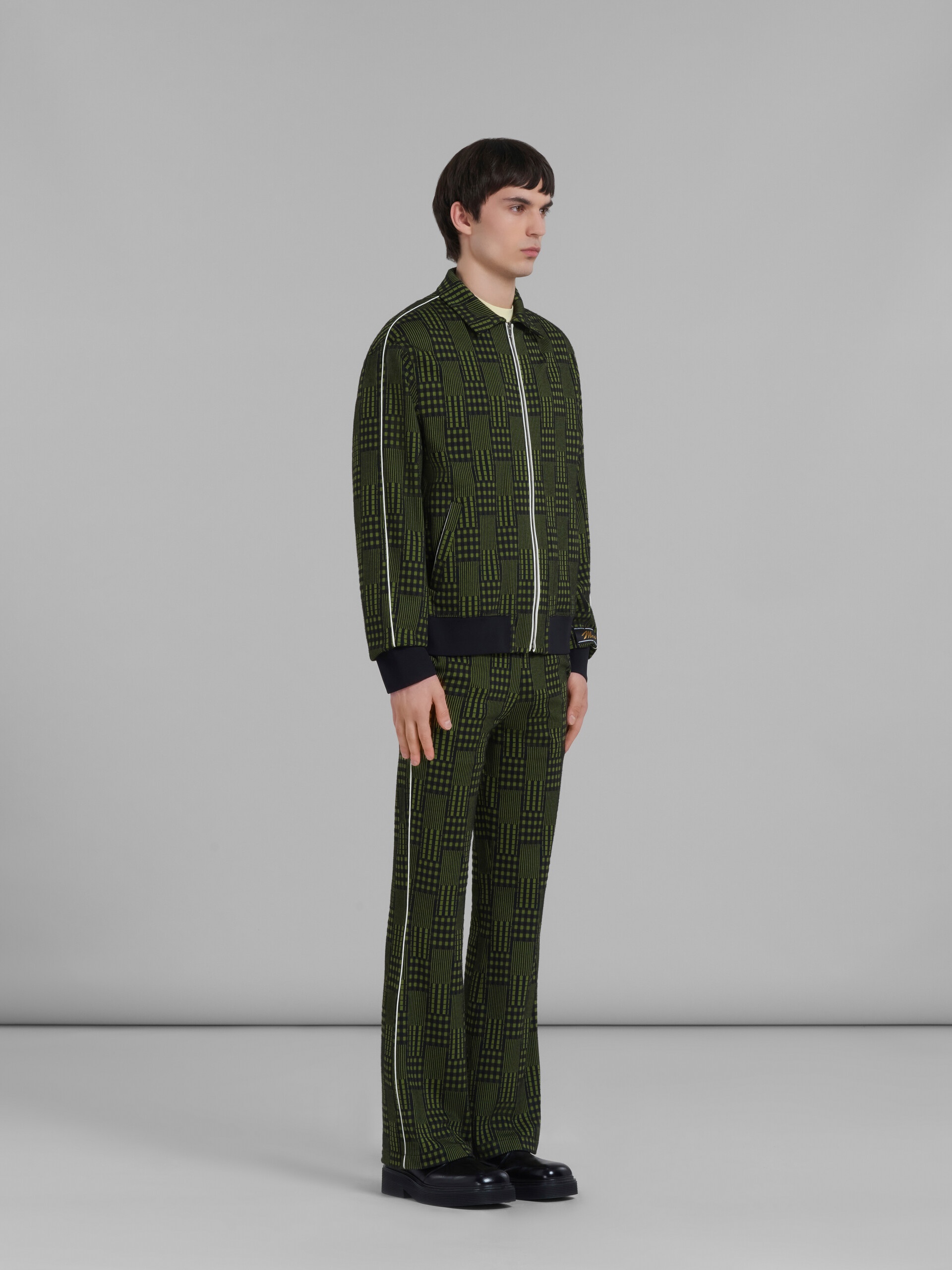 GREEN JERSEY TROUSERS WITH CHECKS AND STRIPES - 5
