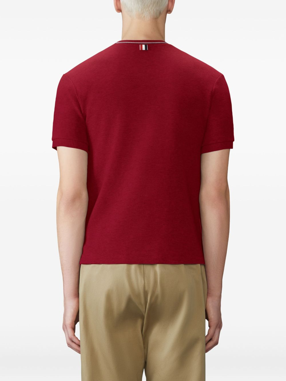 ribbed-cuff striped-detail T-shirt - 4