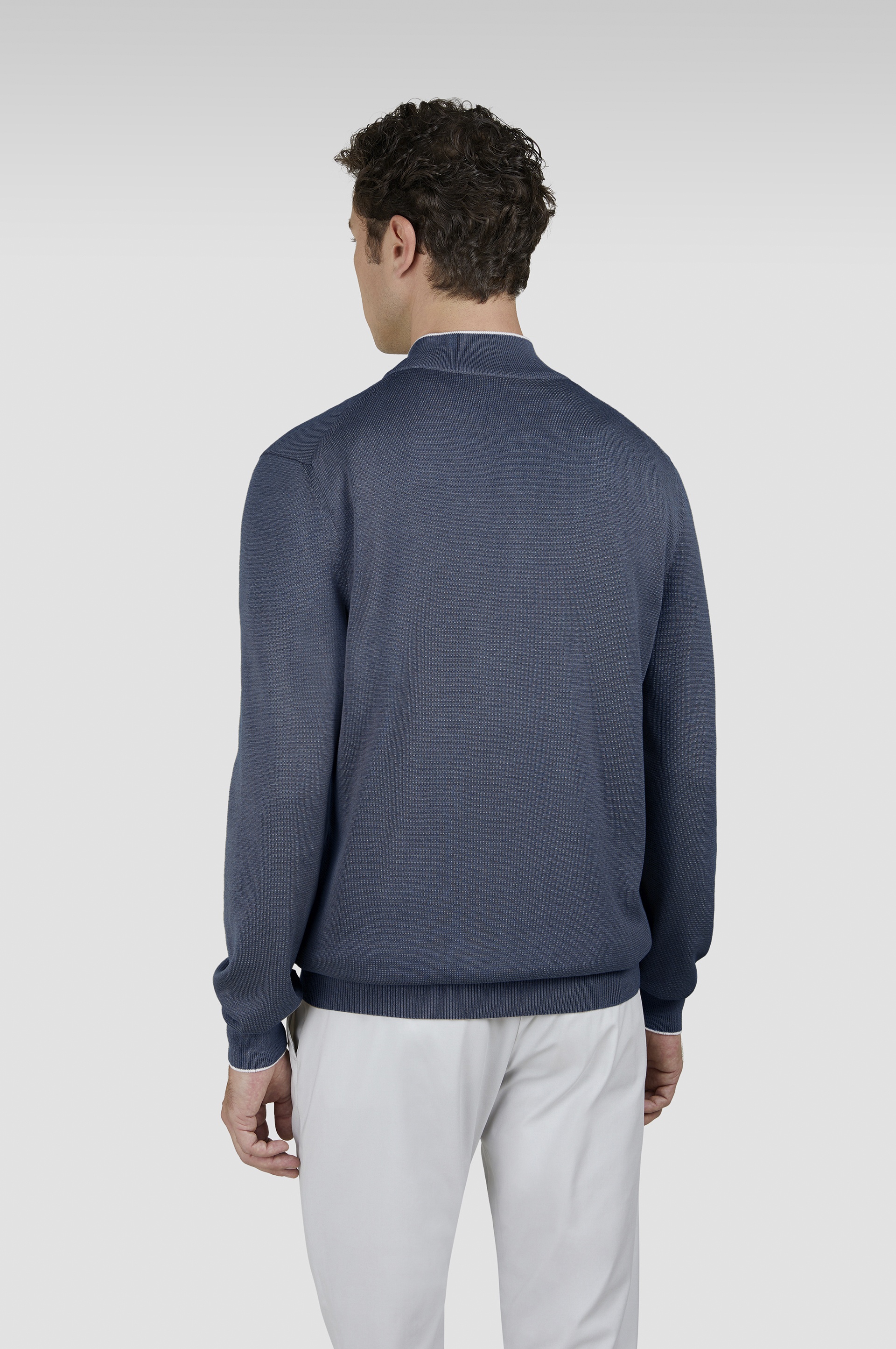 COTTON AND SILK SWEATER WITH CONTRASTING TRIMS - 3