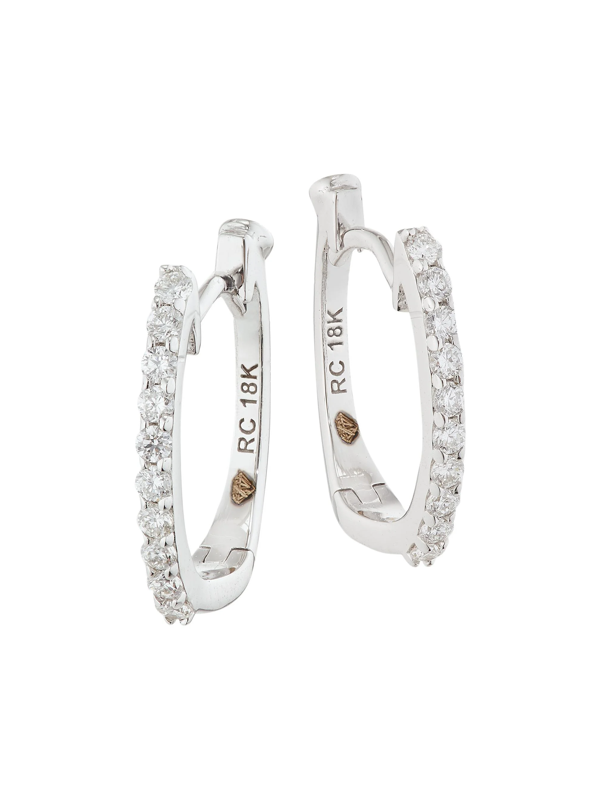 Women's 18K Yellow Gold & Diamond Pavé Huggie Hoop Earrings - White Gold - 1