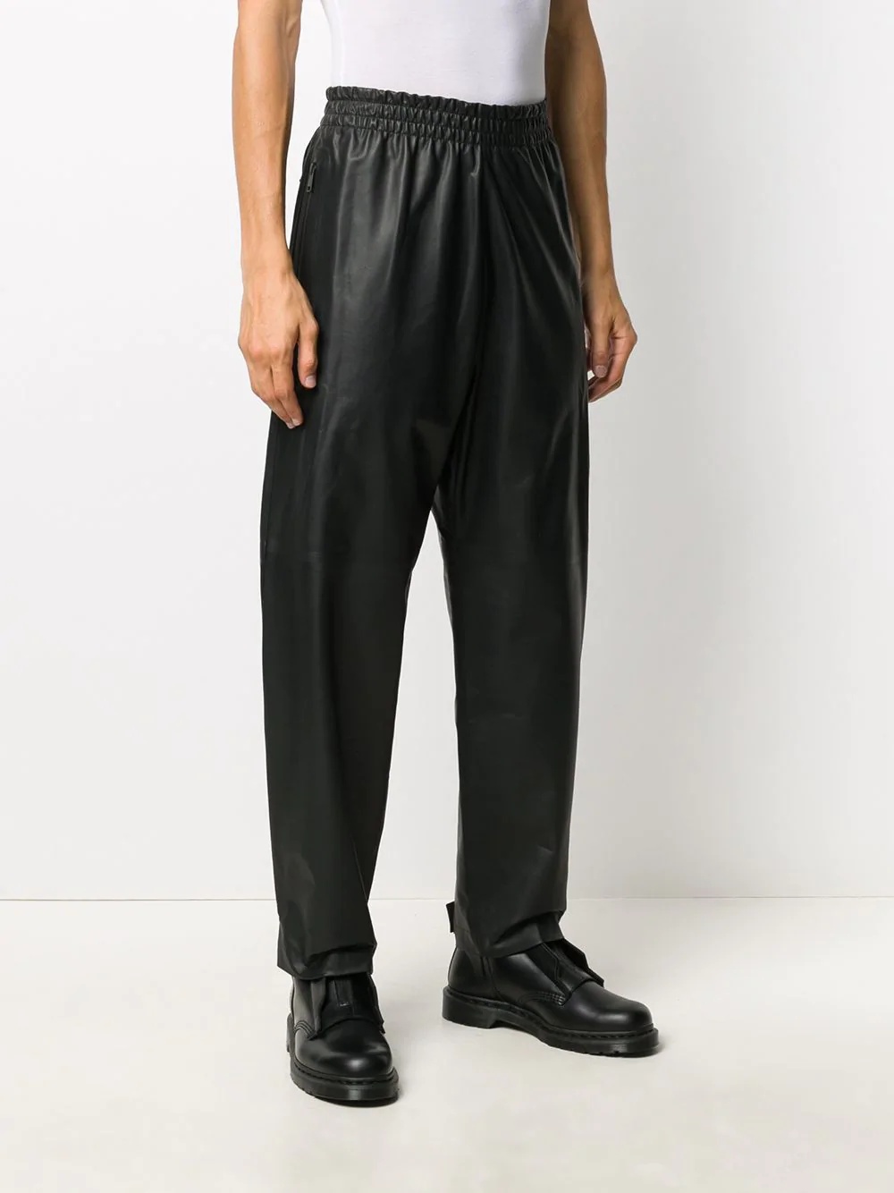 leather tapered trousers - 3