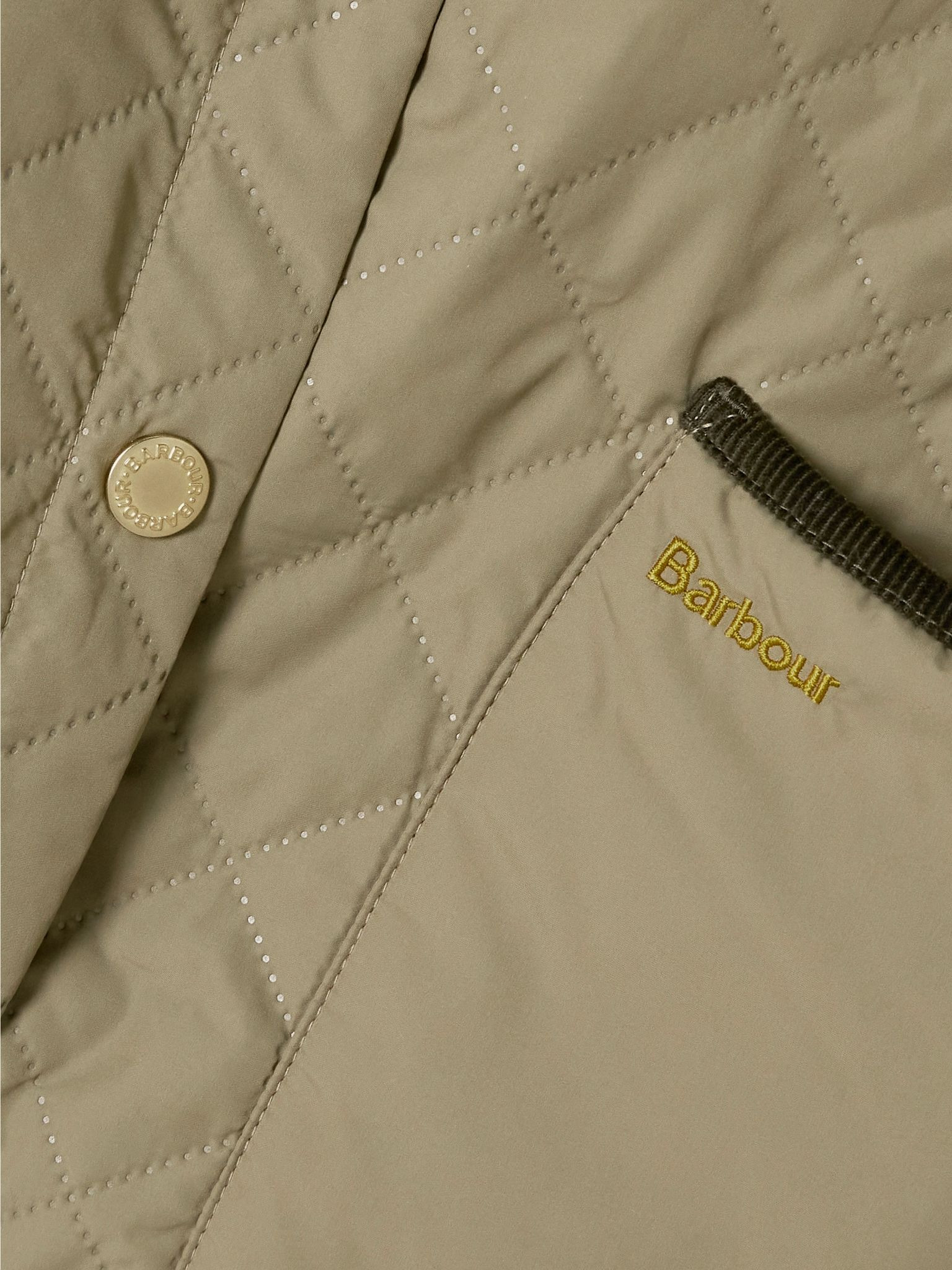 Anise corduroy-trimmed cropped quilted shell jacket Gray green - 5