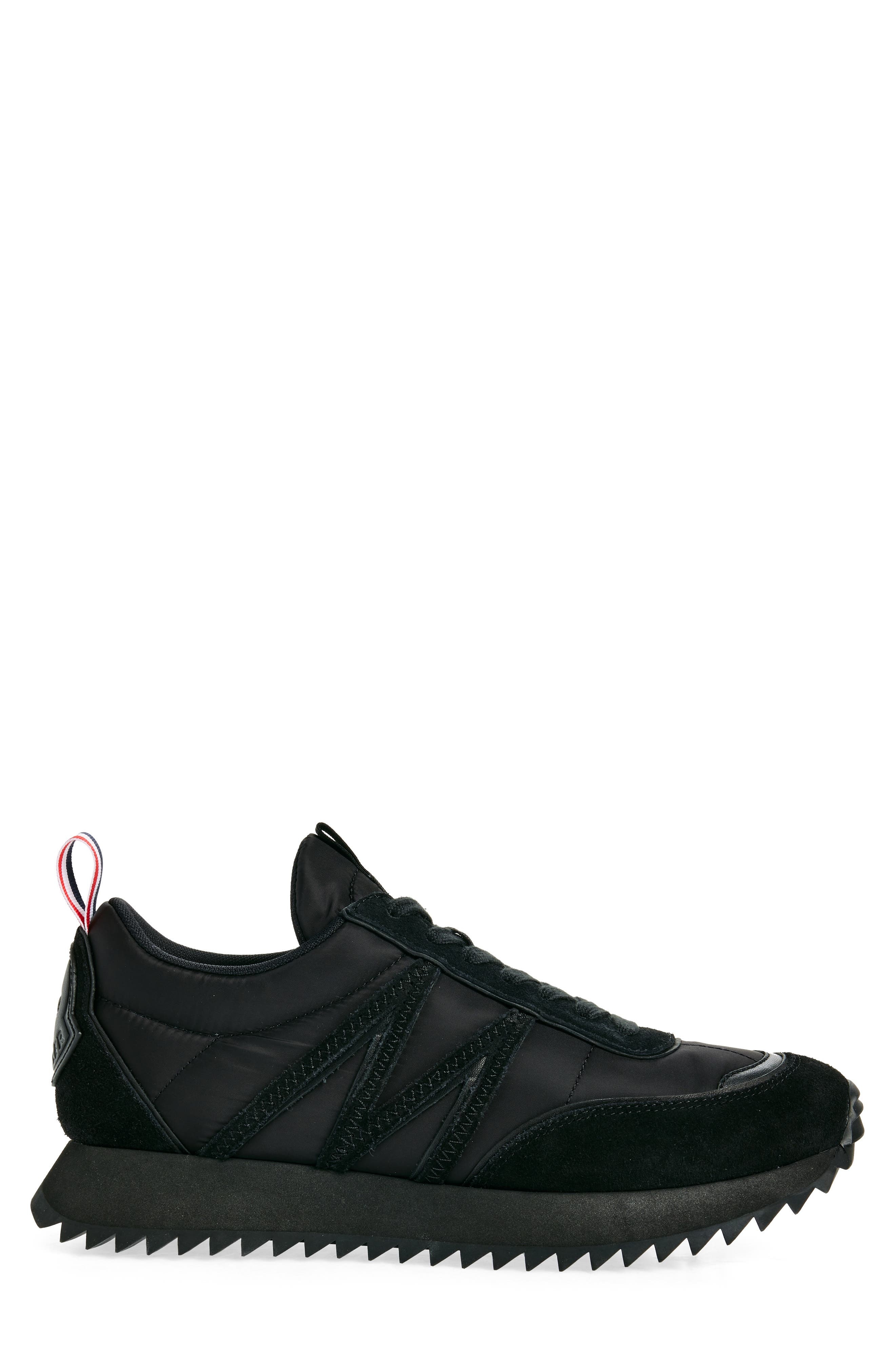 Moncler Pacey Mixed Media Sneaker in Black at Nordstrom - 3