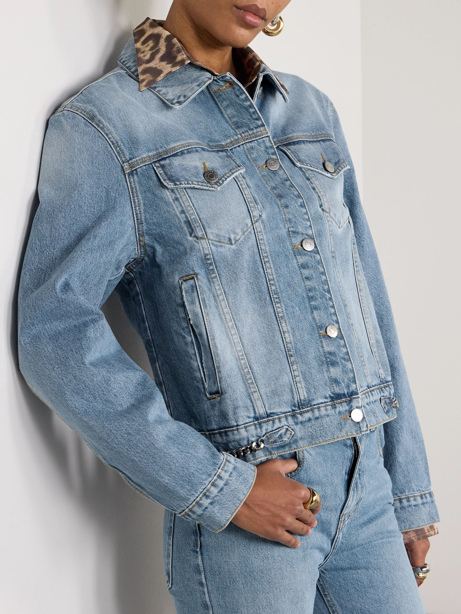 + NET SUSTAIN Iconic chain-embellished denim jacket Blue - 3