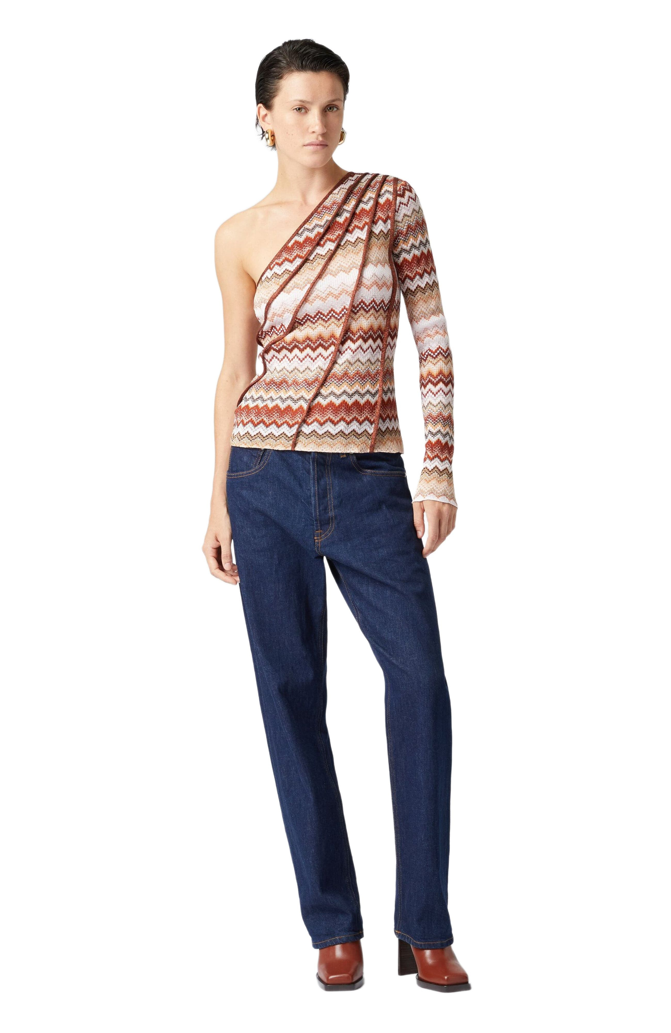 Missoni One-shoulder Top With Serrated Lamé Zigzag Pattern And Ribs in Multicoloured at Nordstrom - 5