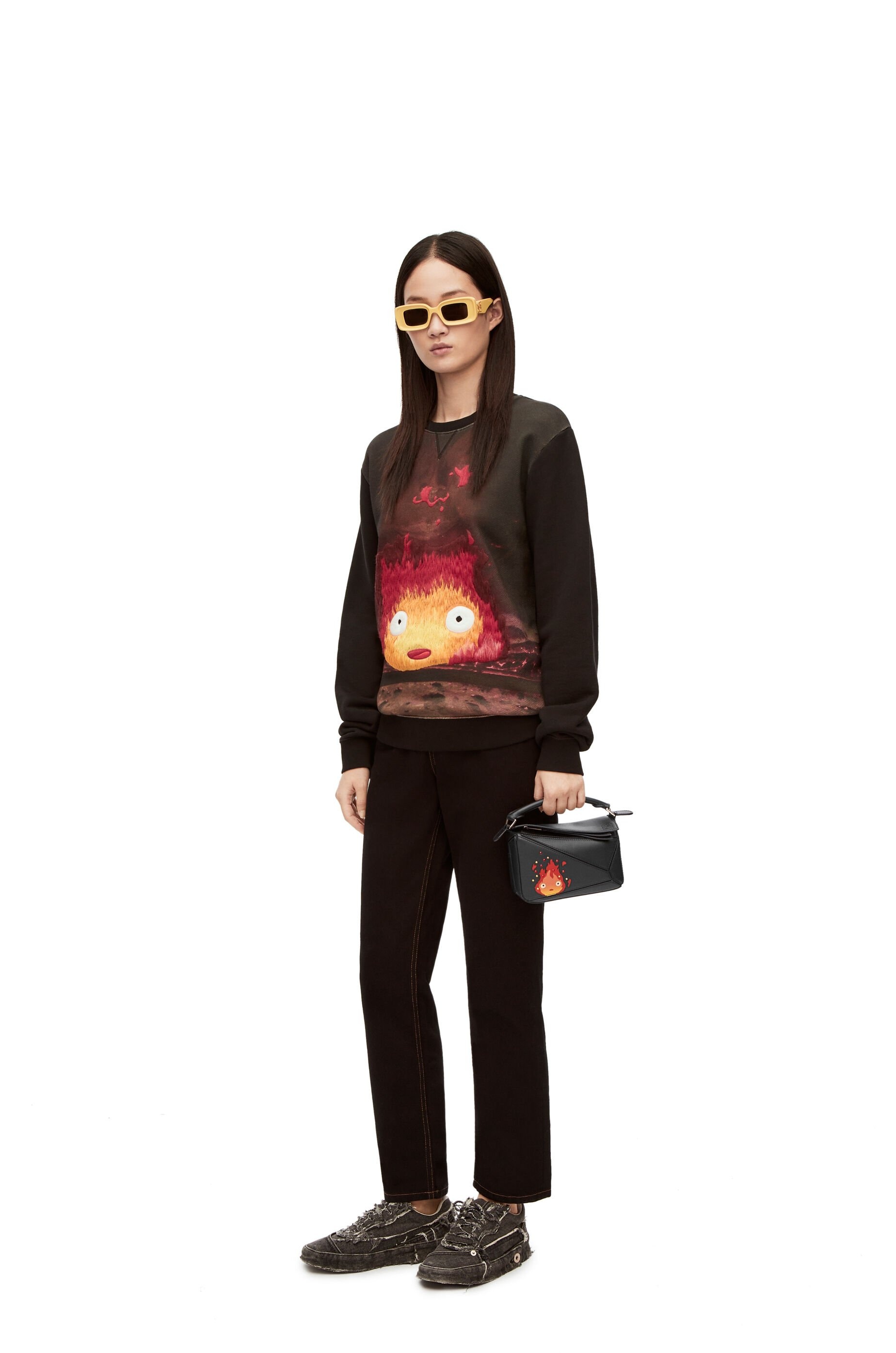 Calcifer mini Puzzle bag in satin calfskin and crystal - 9