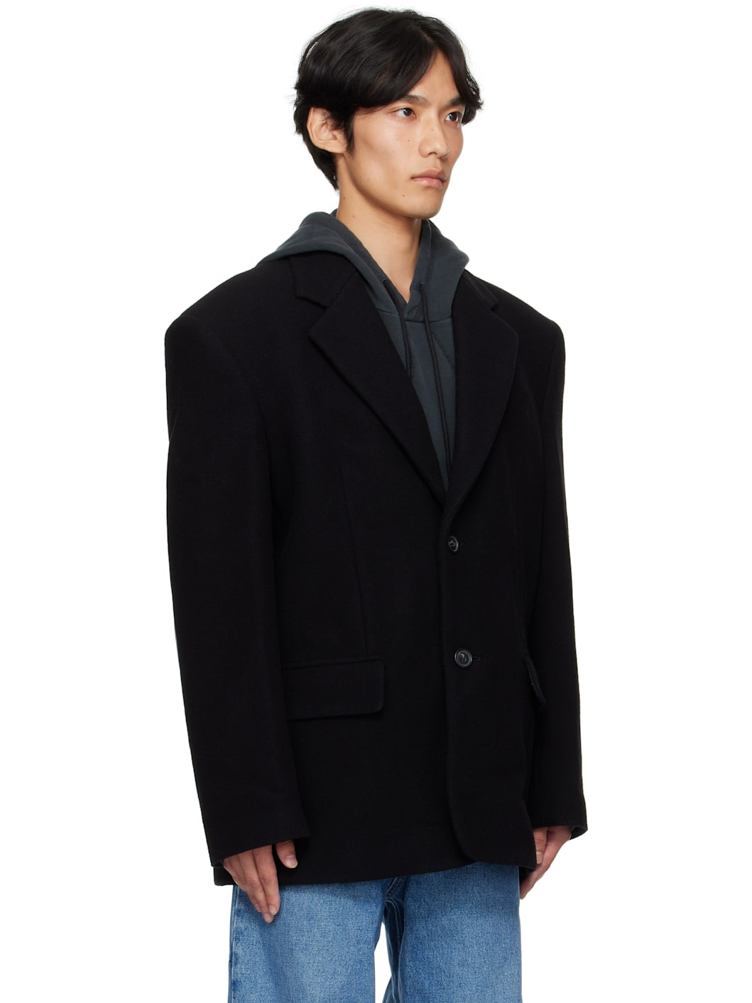 Black Felted Blazer - 2