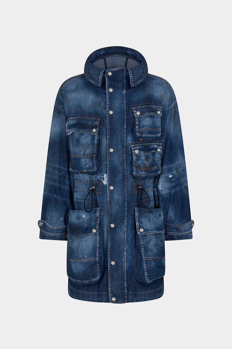 DENIM MULTIPOCKET CARGO PARKA - 1