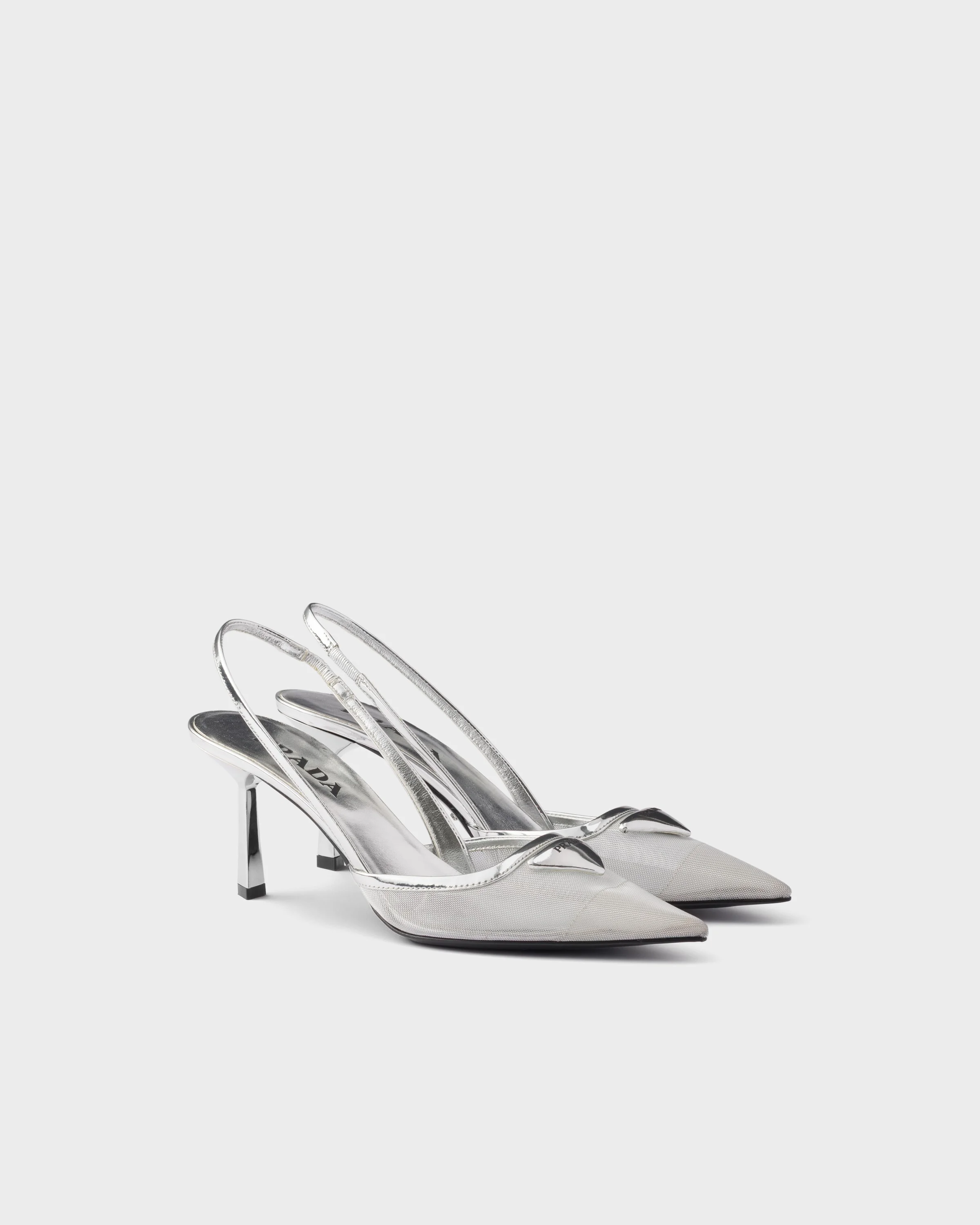Mesh fabric slingback pumps - 1