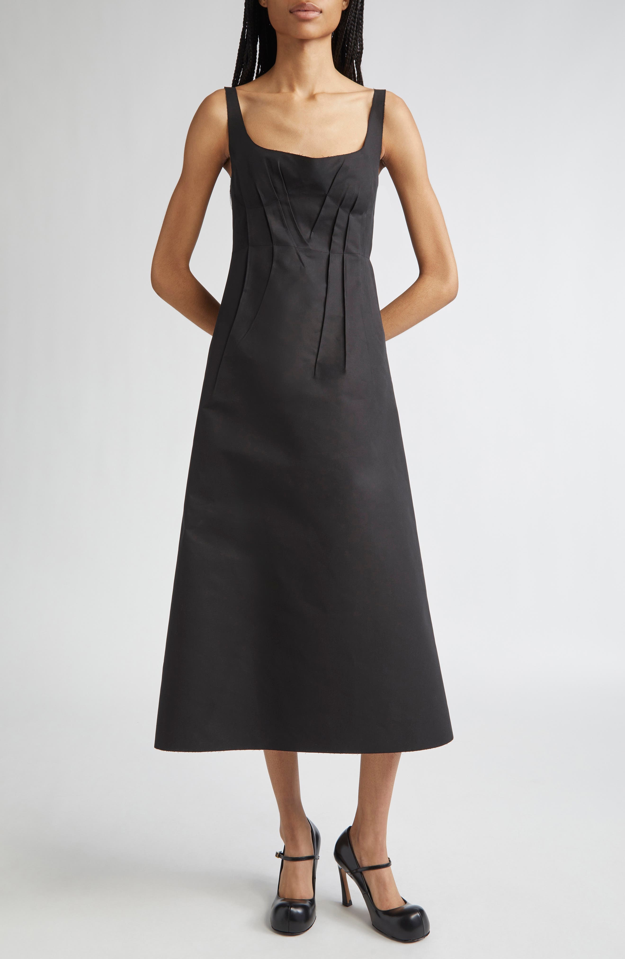 Marni Bonded Poplin A-Line Dress in 00N99 Black at Nordstrom - 1