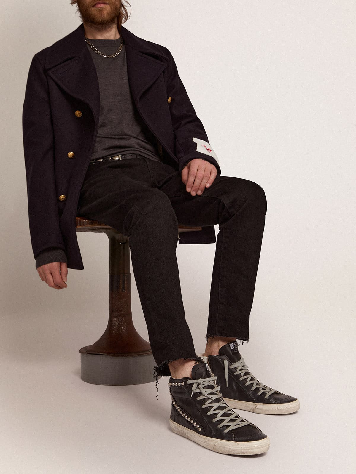 Men's Slide black with studs - 3
