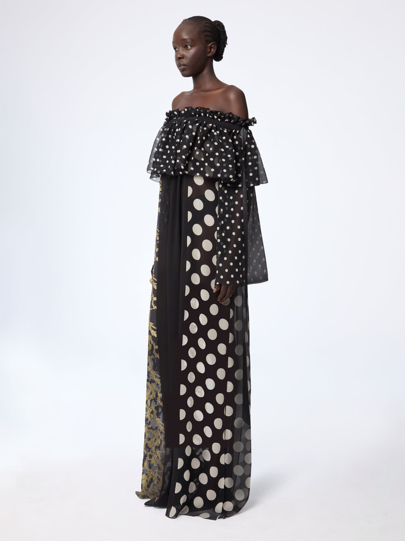 NINA RICCI Polka Dot Long Silk Dress With Bow Details outlook