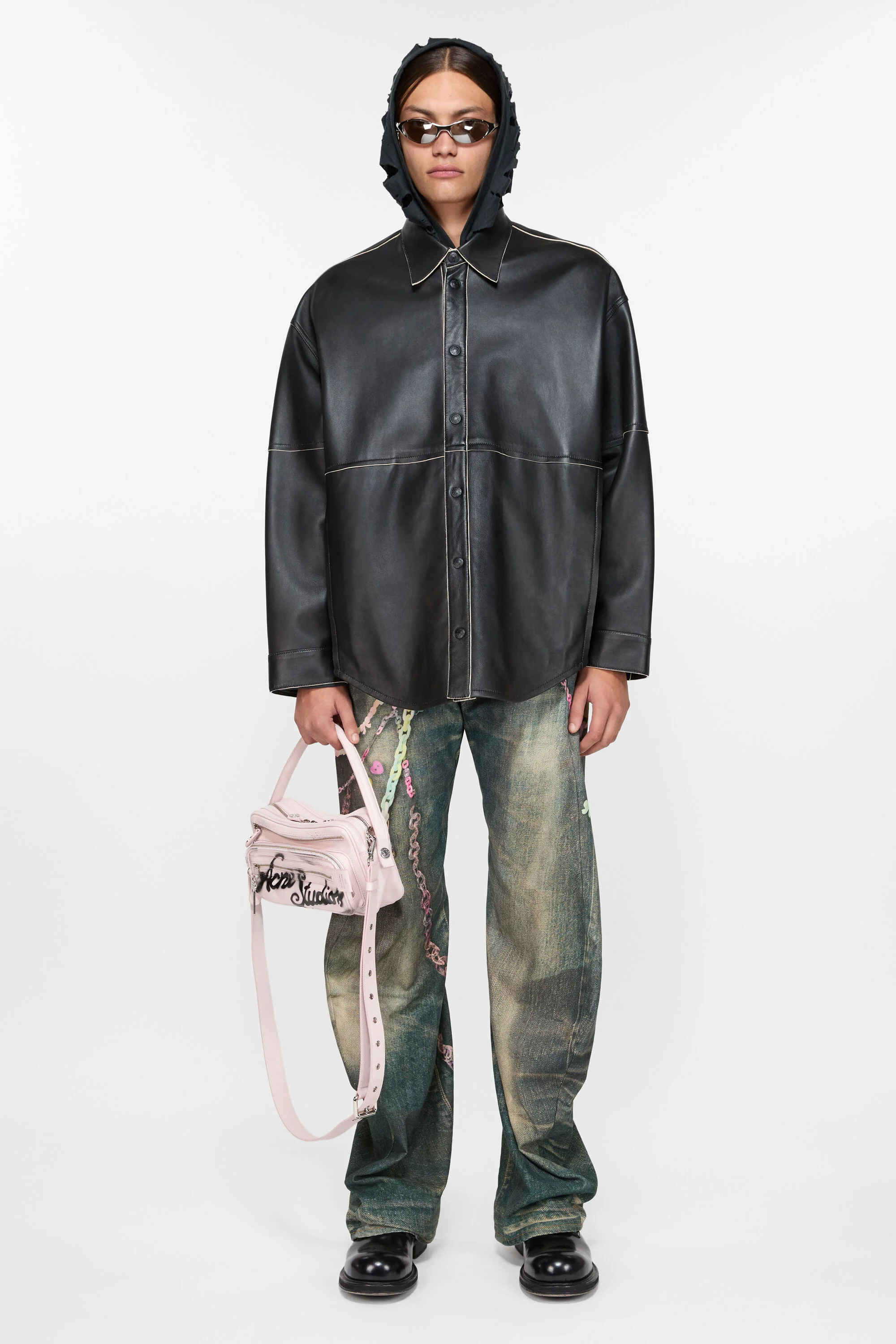 Leather shirt jacket - Black - 2