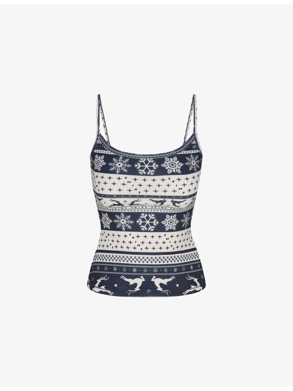 Logo Plush Pointelle Fairisle-Pattern Stretch-Woven Cami Top - 1