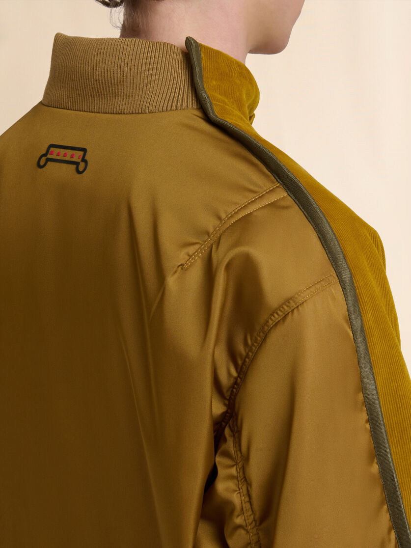 MUSTARD CORDUROY BOMBER WITH NYLON BACK - 5