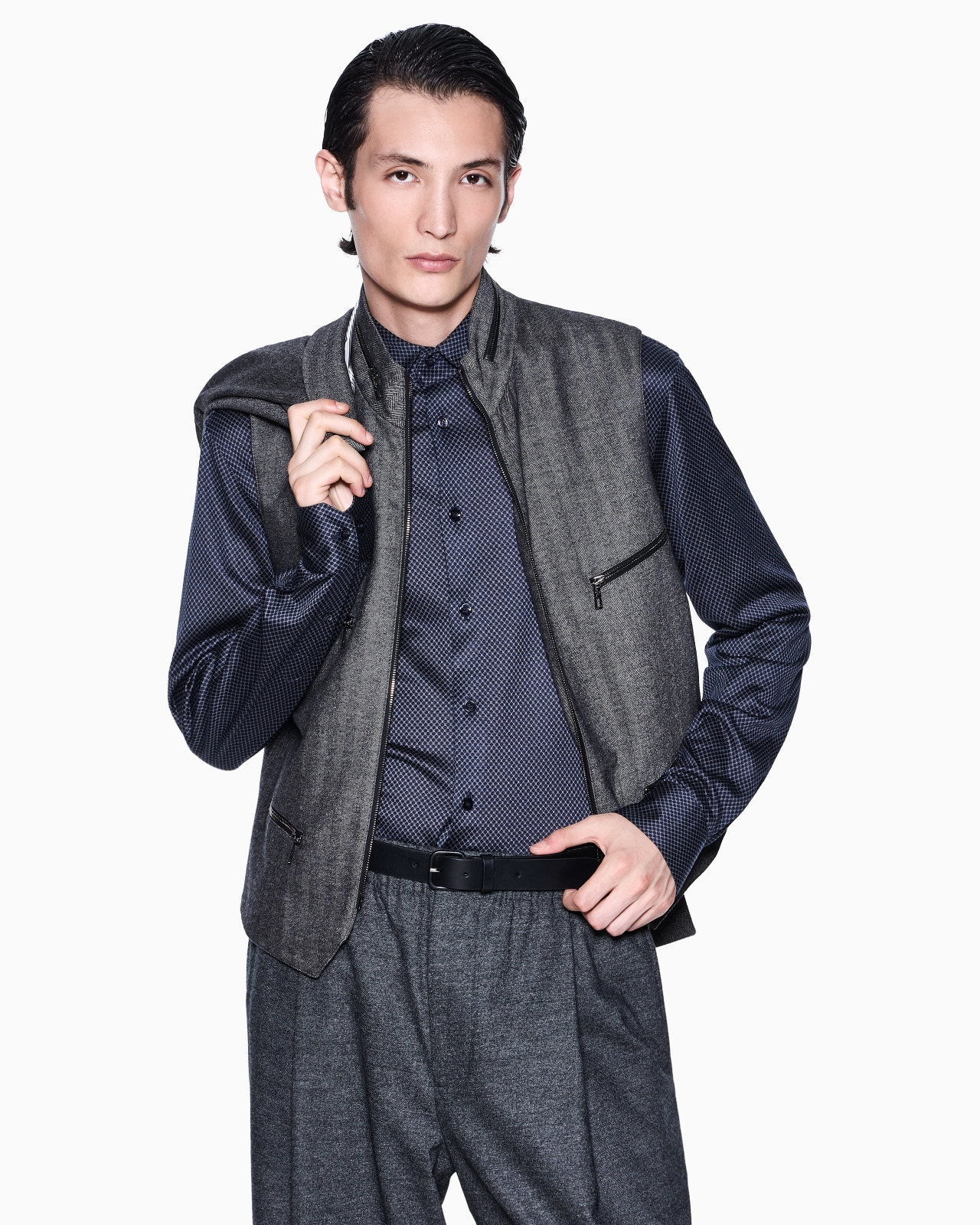 SINGLE-PLEAT TROUSERS IN DENIM-EFFECT VIRGIN-WOOL - 6