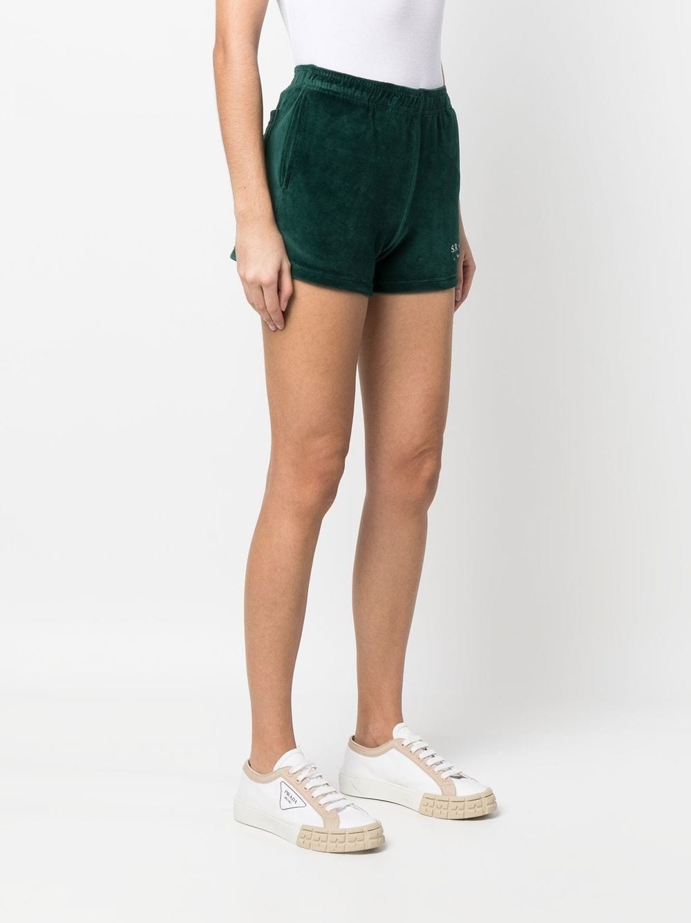 embroidered-logo velour shorts - 3