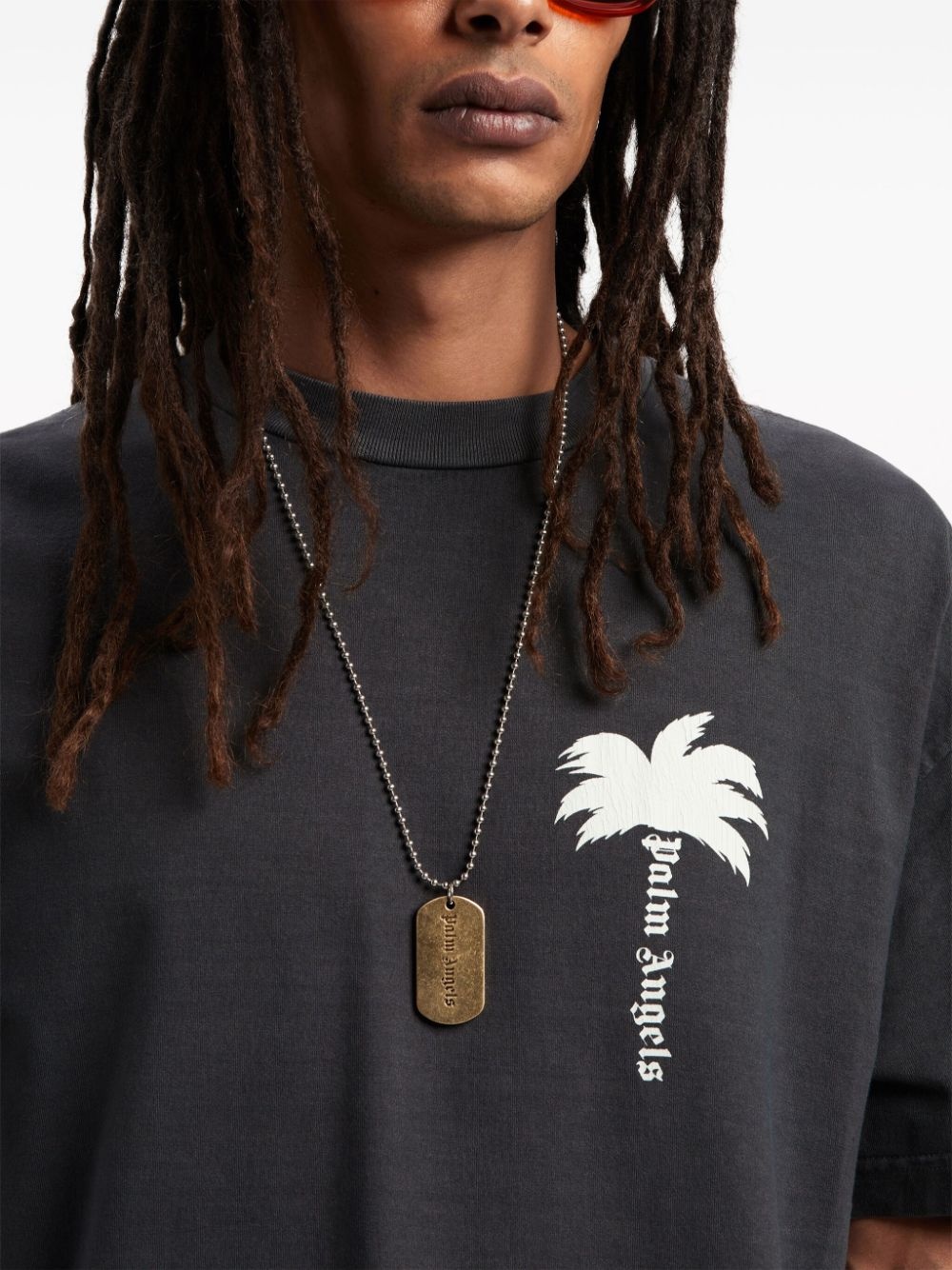 Palm tree-print cotton T-shirt - 6