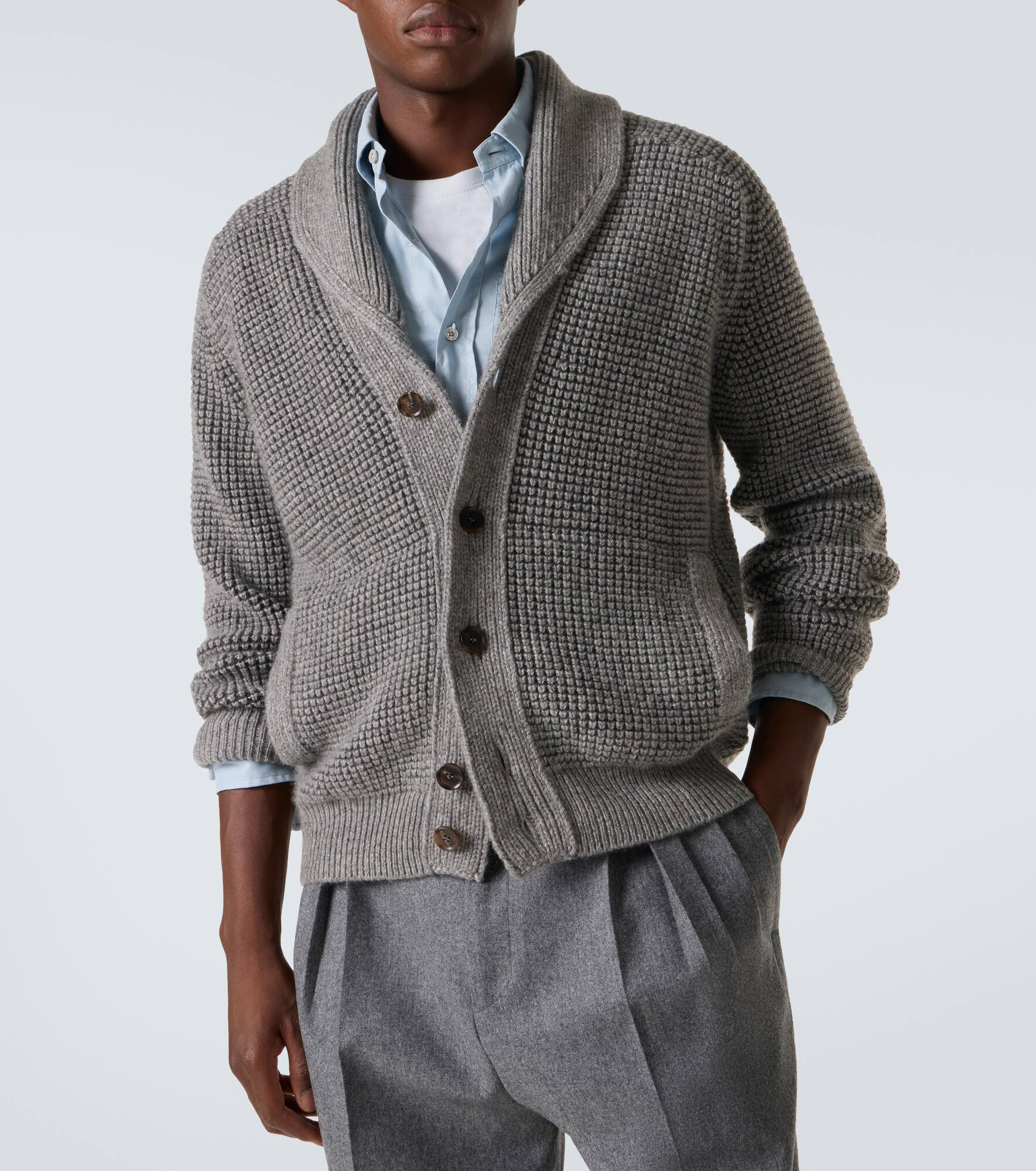 Waffle-knit cashmere and mohair cardigan - 5