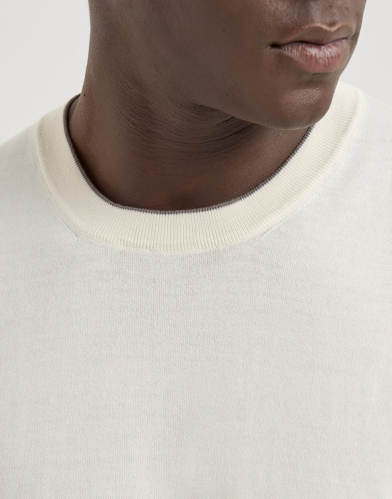 Cotton lightweight knit T-shirt with contrast details 4