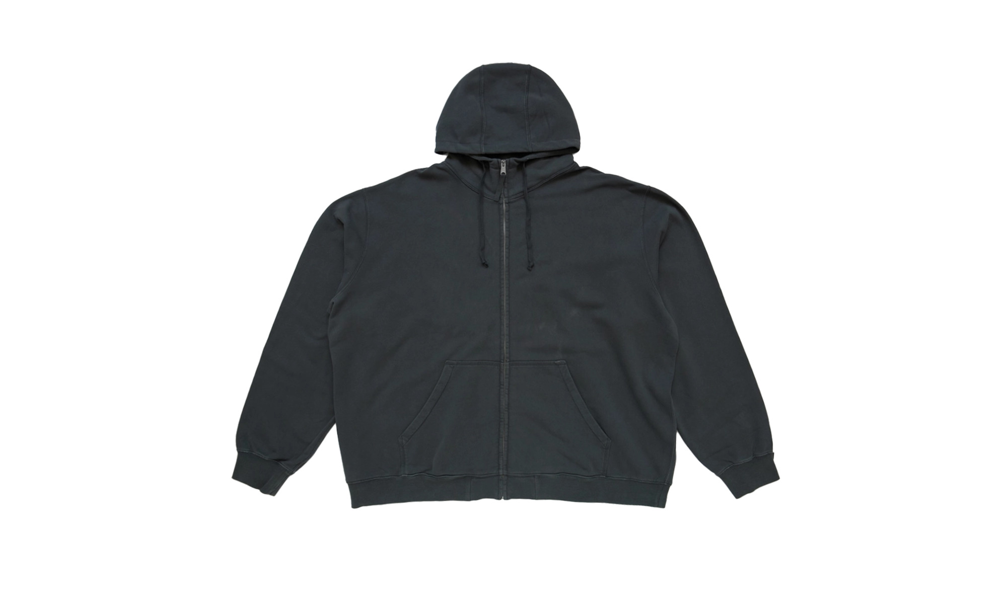 Zip Up Hoodie With Logo In Back "Black" - 1