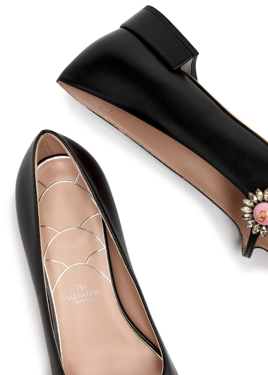 Valentino Mary Jane Embellished Leather Ballet Flats - 4