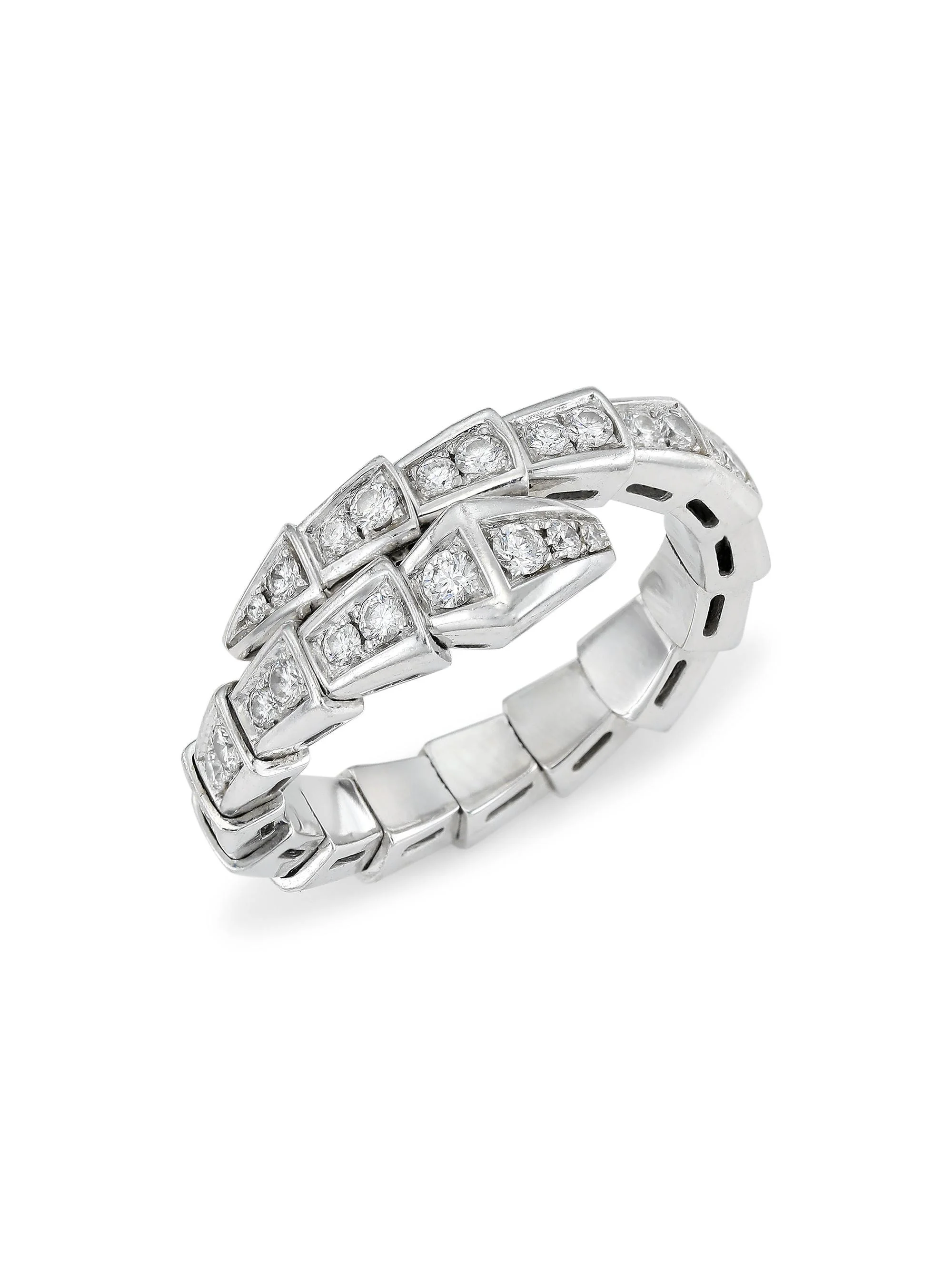 Women's Serpenti Viper 18K White Gold & Diamond Wrap Ring - White Gold - 1