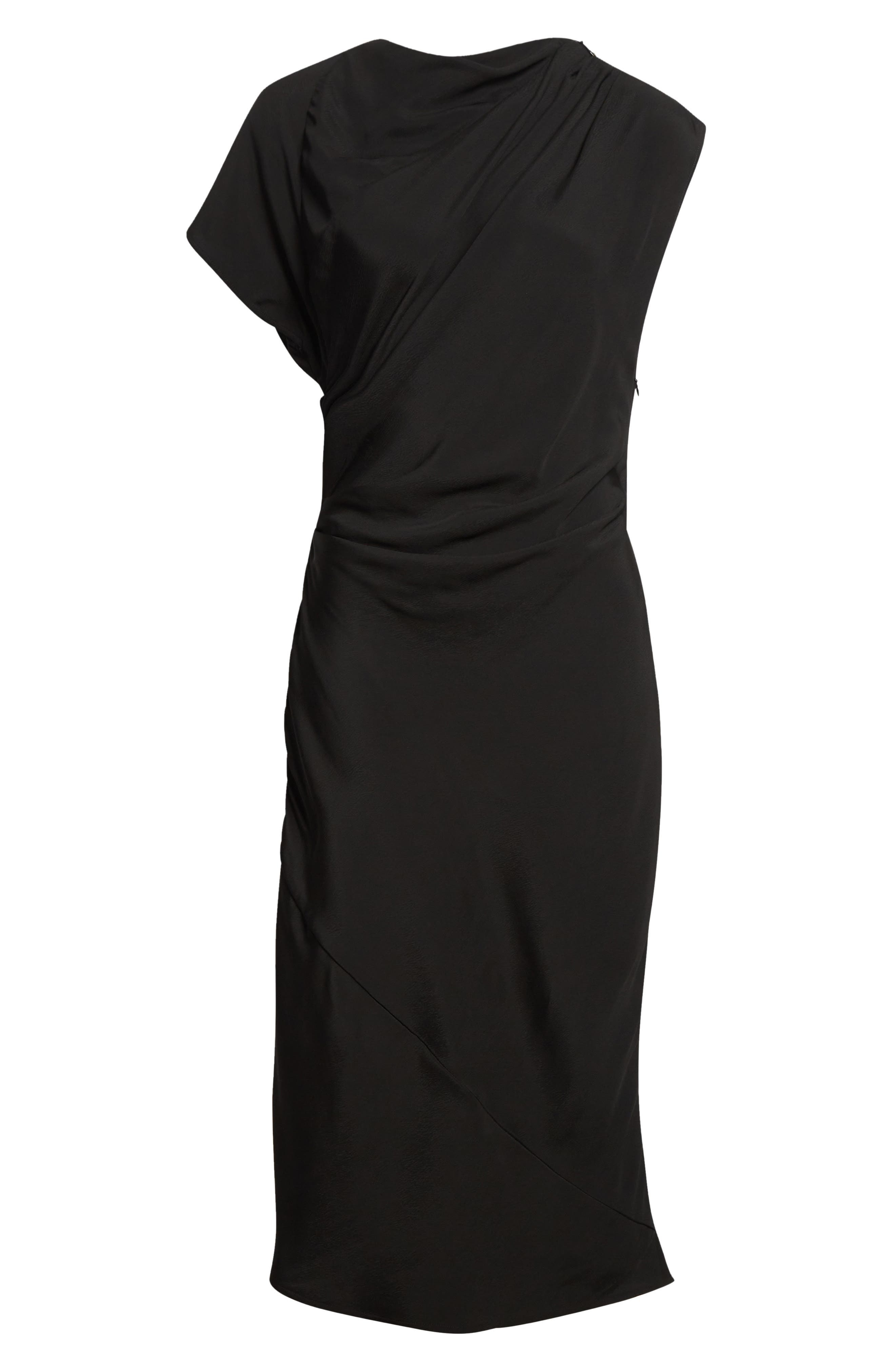 Proenza Schouler Hallie Hammered Viscose Asymmetric Hem Dress in Black at Nordstrom - 5