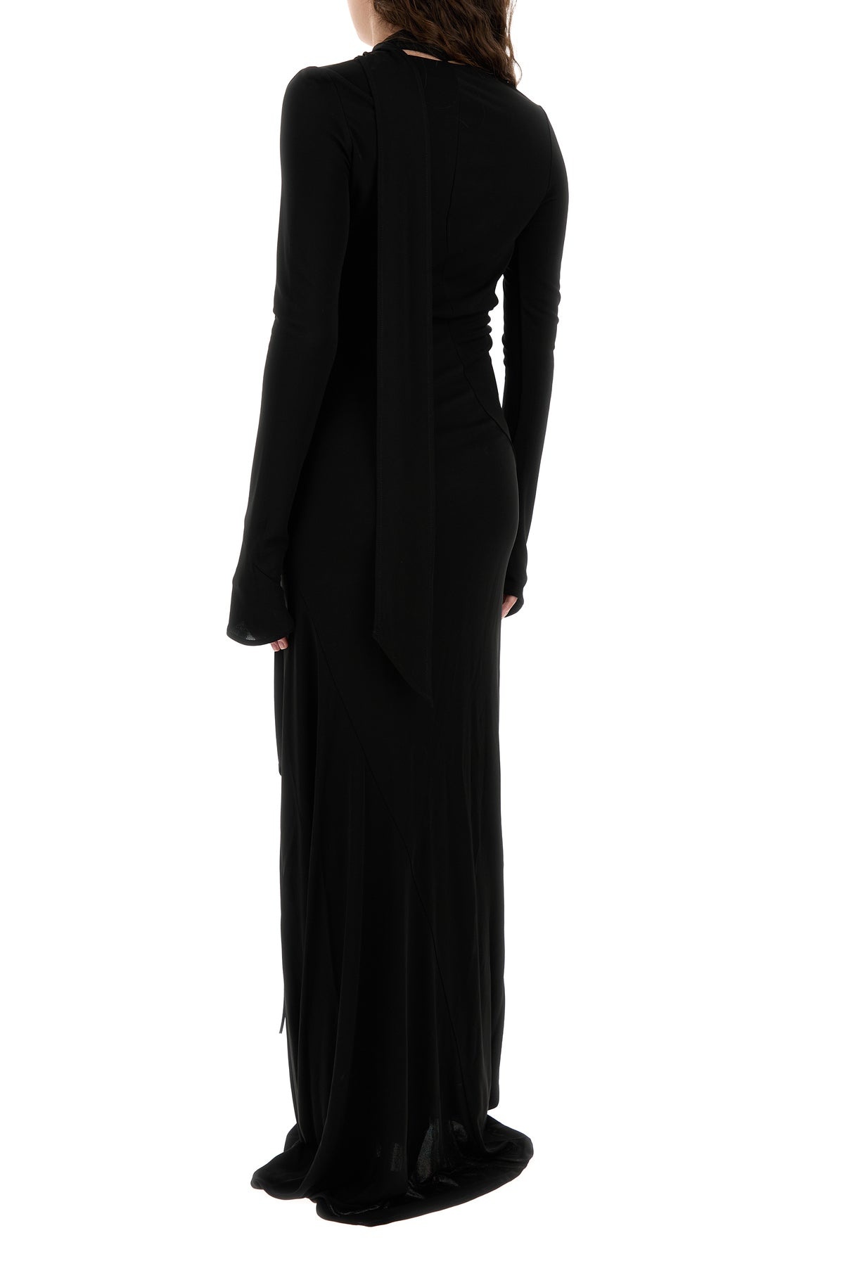Black crepe long dress - 4