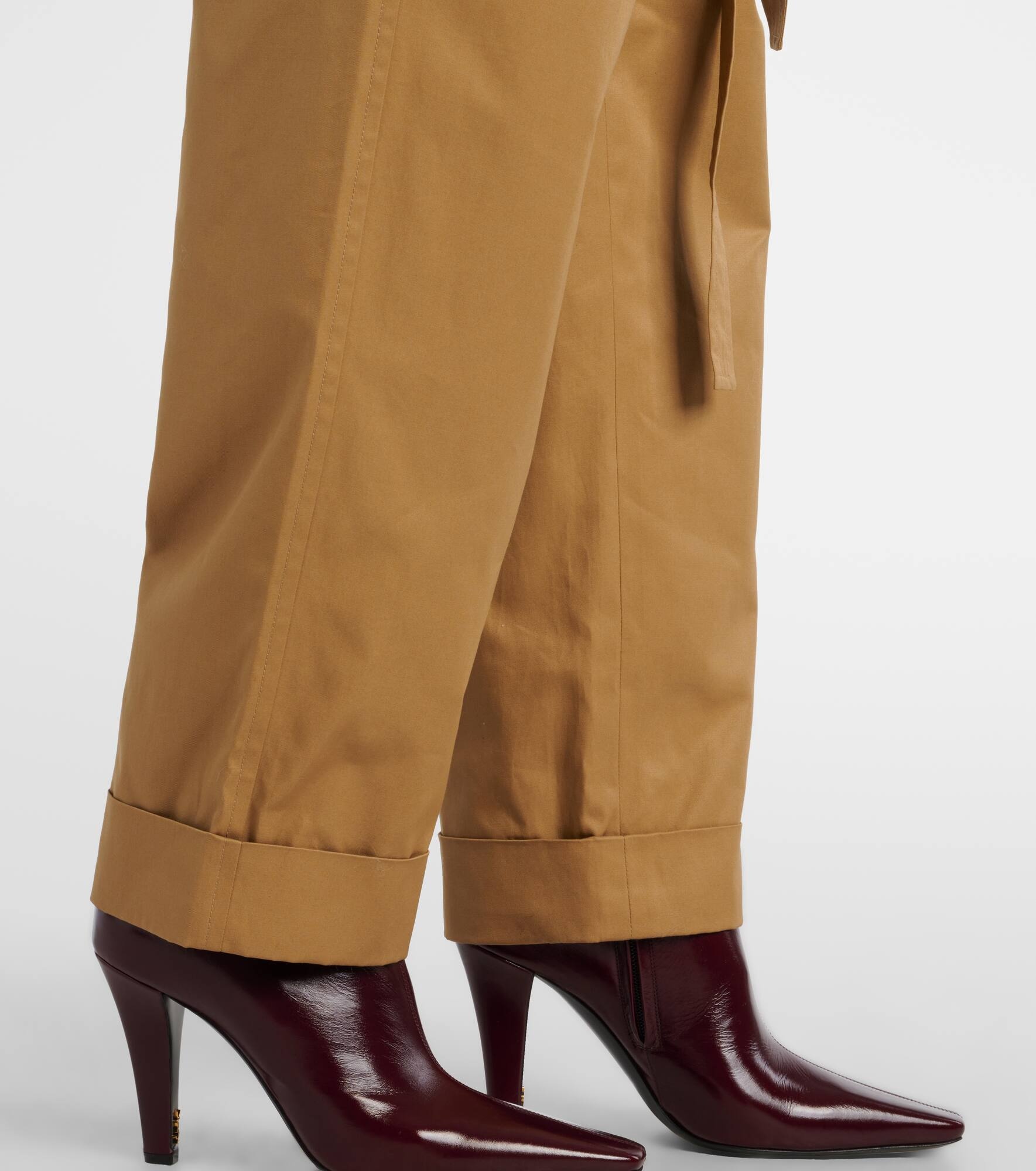 Pleated cotton poplin straight pants - 5